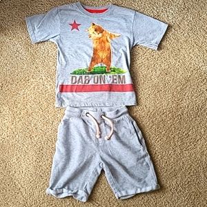 Set of  shirt + shorts size 4, grey for kids